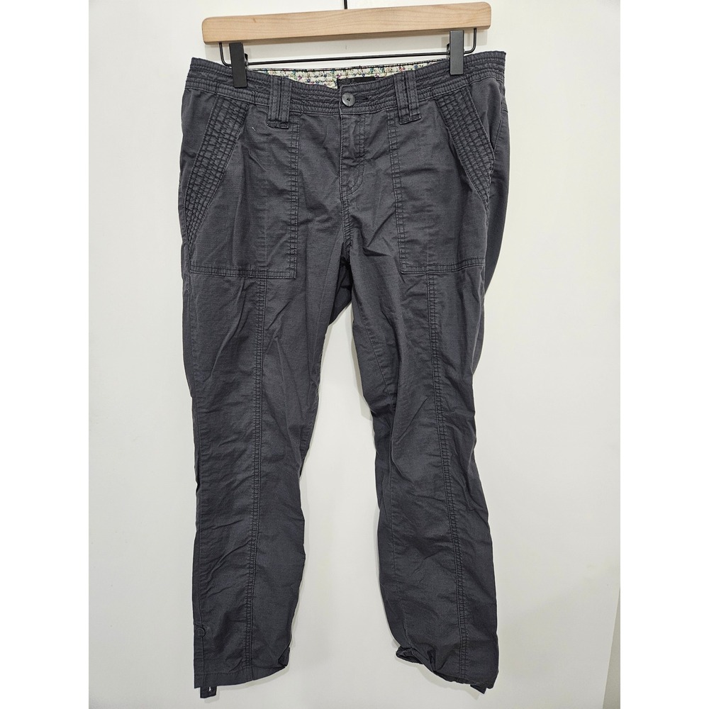 Prana Womens Halle Crop Pants Size 8 Charcoal Gray Ripstop Hiking Climbing Cargo